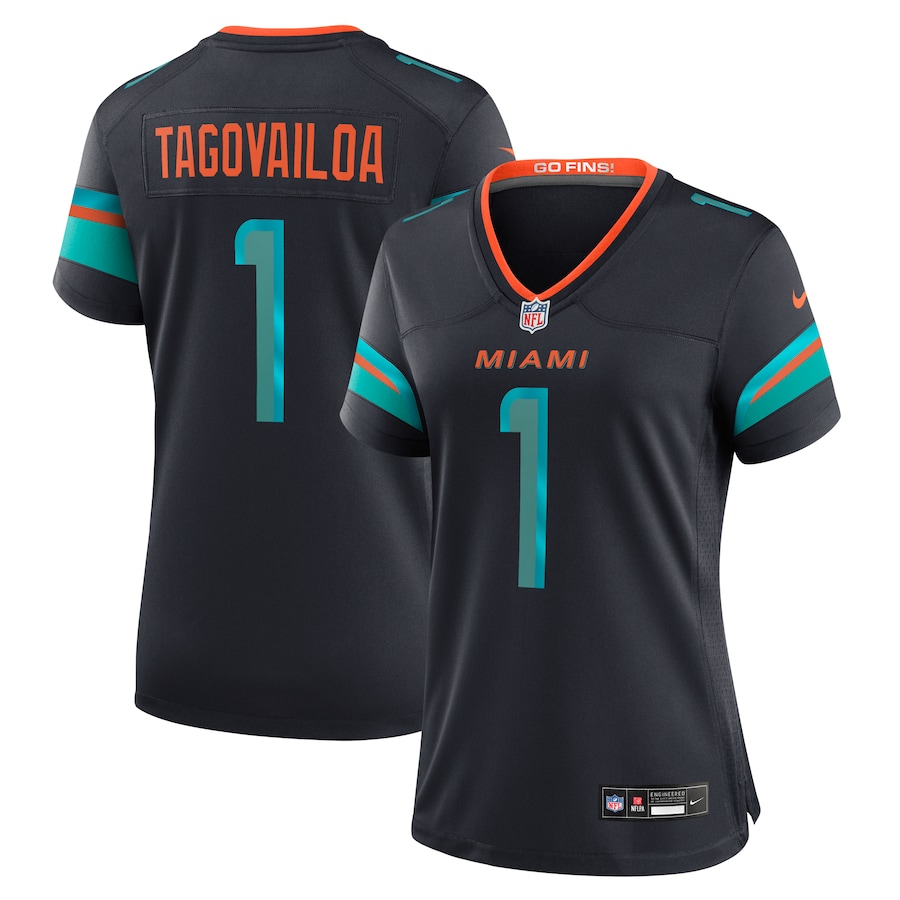 women Miami Dolphins #1 Tua Tagovailoa Nike 2025 Blue Limited Nike NFL Jersey->women nfl jersey->Women Jersey